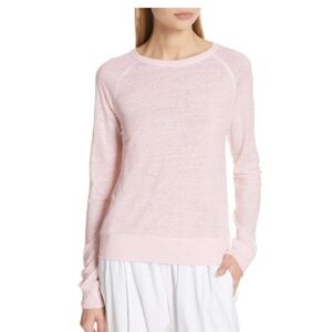 NWT Vince Pink Peony Linen Raglan Sleeve Pullover  L Large
